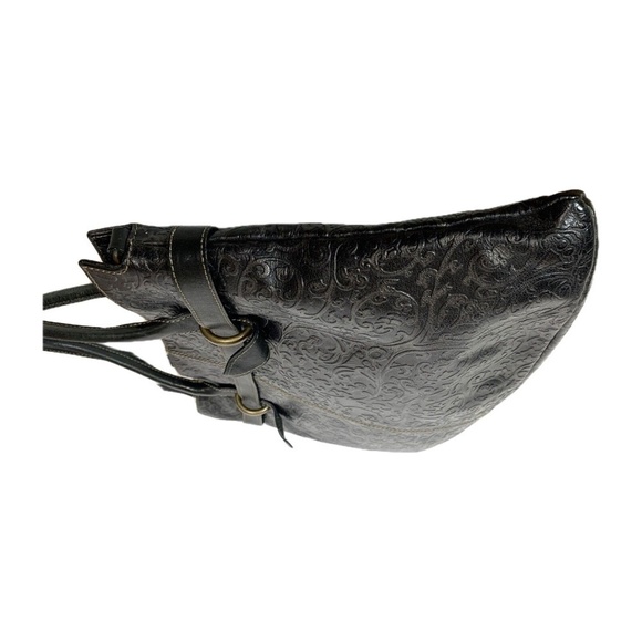 Roberta Gandolfi Made in Italy Black Leather Embossed Shoulder Bag - Picture 12 of 15